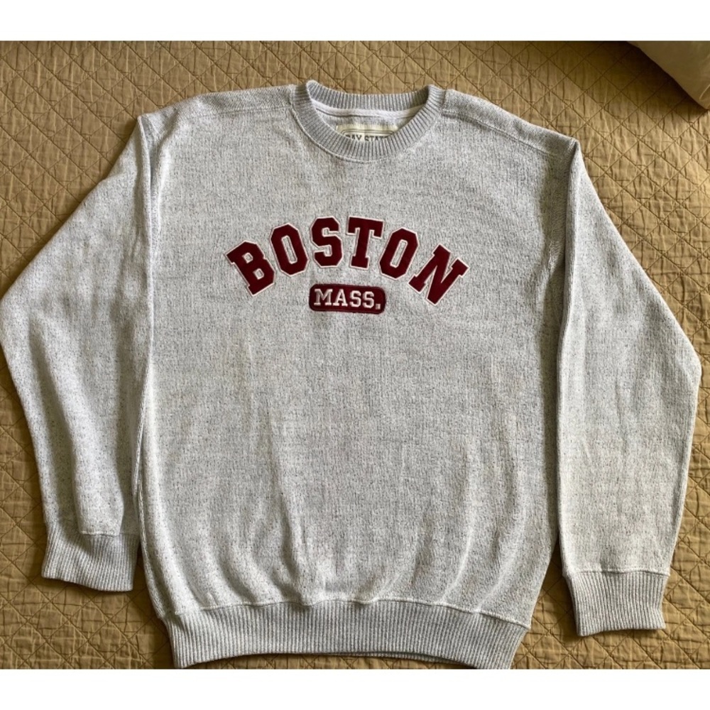 Boston Mass Gray Crewneck Sweater